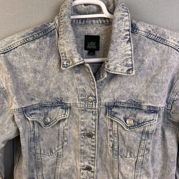 Wild Fable Acid Washied Denim Jean Jacket Women's Medium Retro Streetwear Utilit - Picture 3 of 10